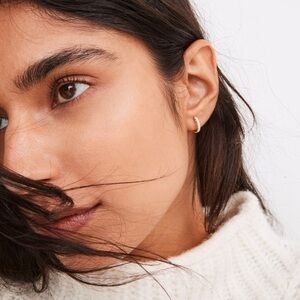 Madewell Vermeil Pavé Huggie Hoop Earrings